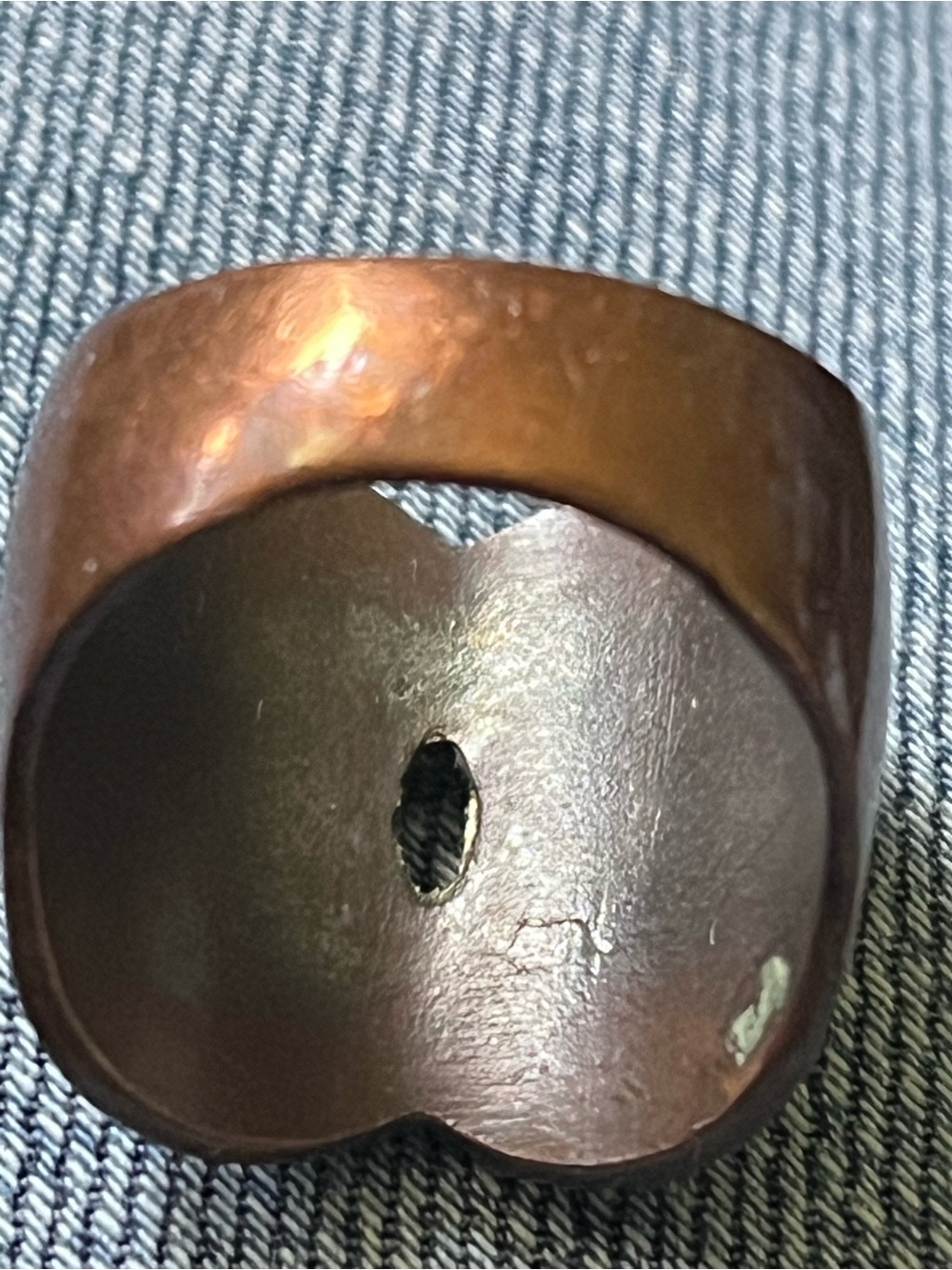 Art Deco Black Enamel Copper Tone Wide Band Ring Size 9 - Picture 5 of 6